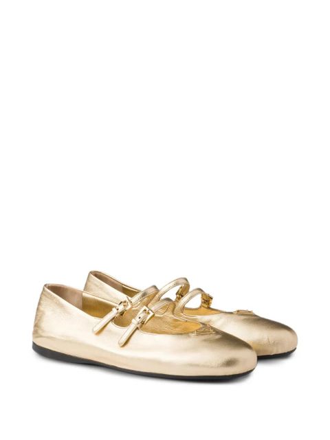 Prada straped logo ballet flats - Yellow - zdjęcie produktu nr 2