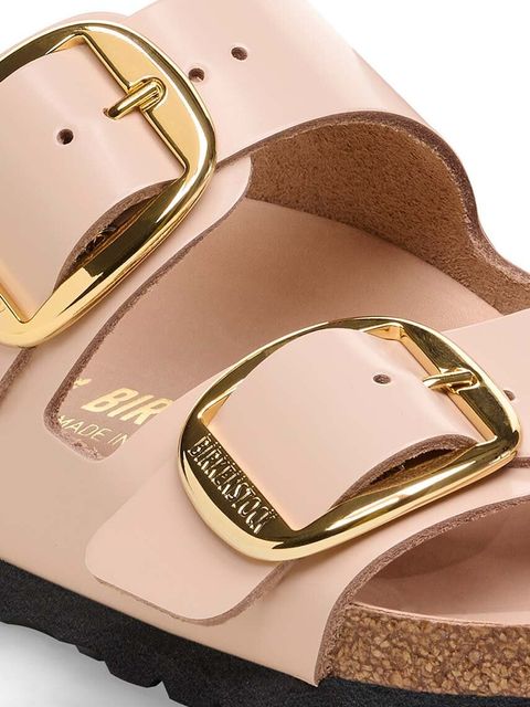 Birkenstock klapki skórzane Arizona Big Buckle damskie kolor beżowy 1026553