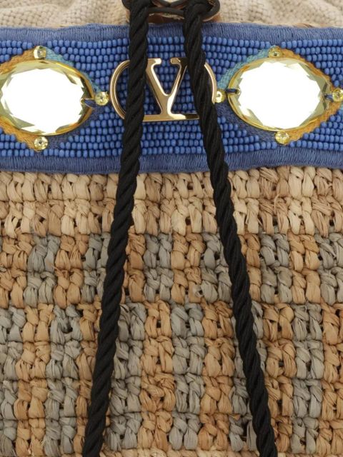 Valentino Garavani small embroidered bucket bag - Neutrals