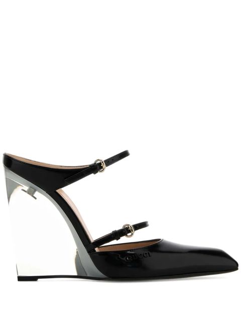 Gucci 110mm transparent heel mules - Black