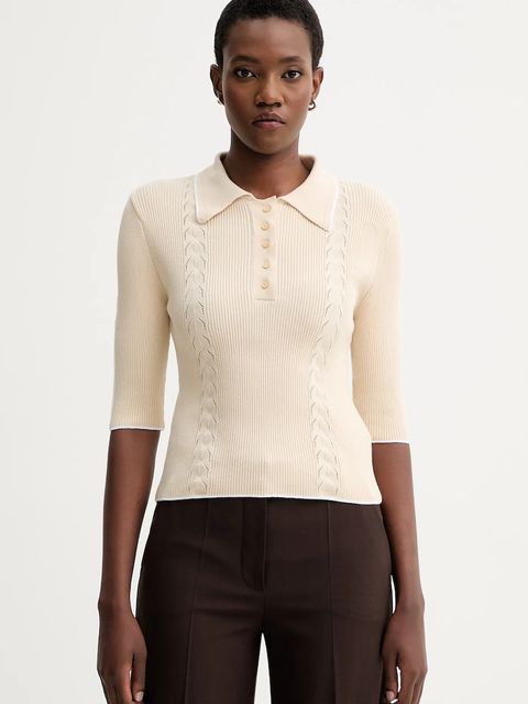 Sessun sweter bawełniany damski kolor beżowy lekki 25109001 - zdjęcie produktu nr 1