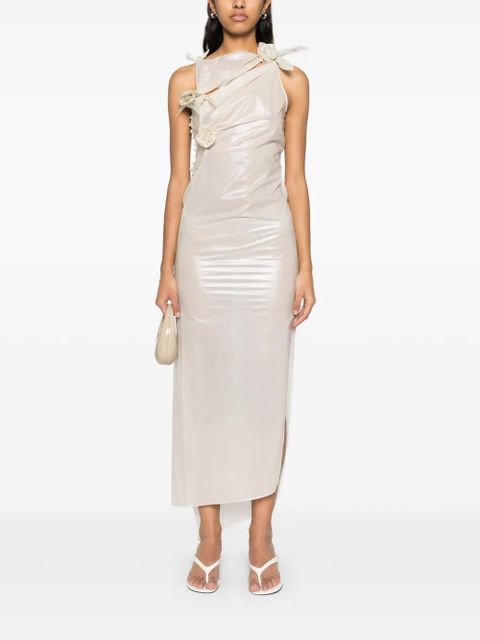 Coperni floral-appliqué asymmetric gown - Neutrals - zdjęcie produktu nr 2