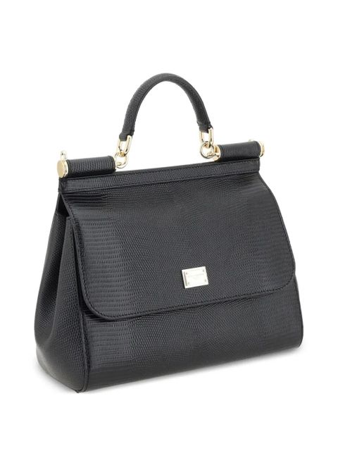 Dolce & Gabbana large Sicily iguana-print top-handle bag - Black