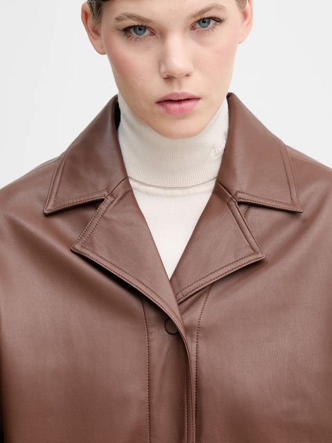 Calvin Klein Jeans koszula damska kolor brązowy relaxed z kołnierzykiem klasycznym LV044D165G