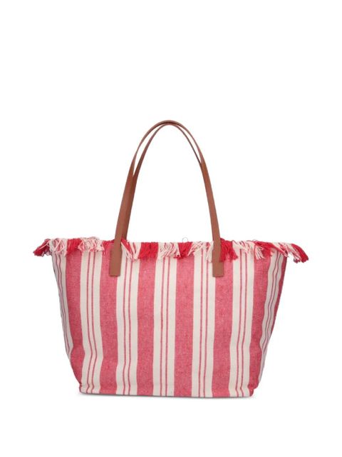 MC2 Saint Barth large City striped fringed tote bag - Red