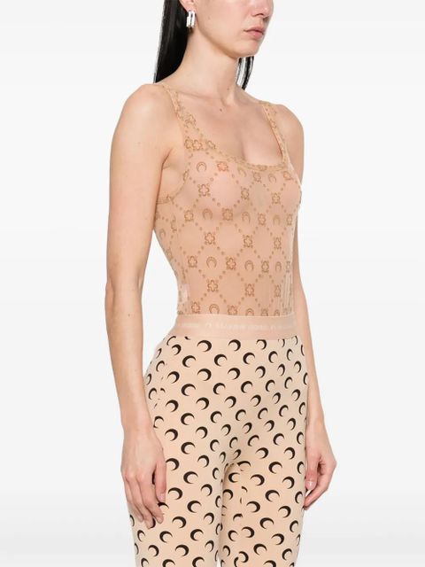 Marine Serre mesh flocked bodysuit - Neutrals