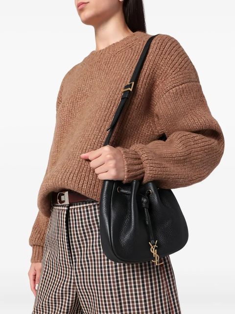 Saint Laurent logo-plaque drawstring crossbody bag - Black - zdjęcie produktu nr 2