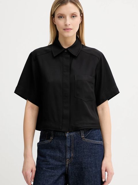 Marc O'Polo koszula damska kolor czarny regular z kołnierzykiem klasycznym 506006041057 - zdjęcie produktu nr 1