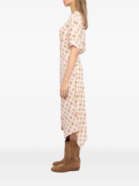 Zadig&Voltaire asymmetric floral midi dress - Neutrals