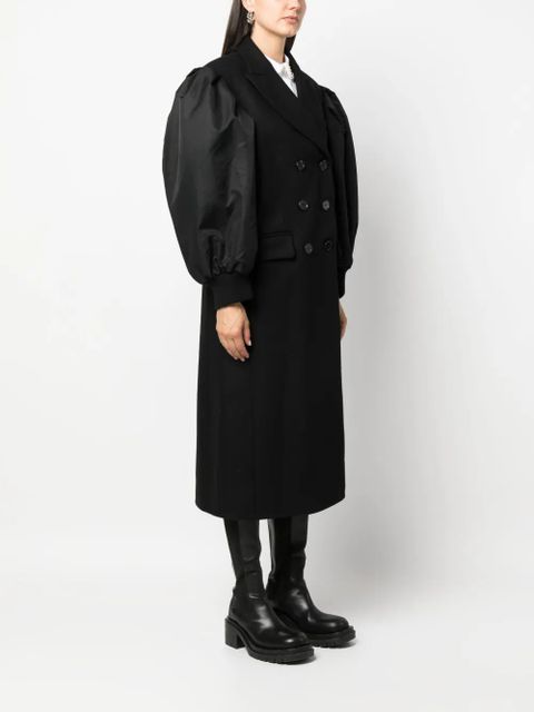 Simone Rocha double-breasted wool-blend coat - Black