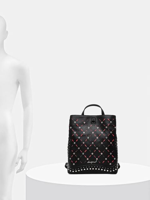 Desigual plecak YANKEE METAL PATCH S damski kolor czarny mały z aplikacją 25WAKP15