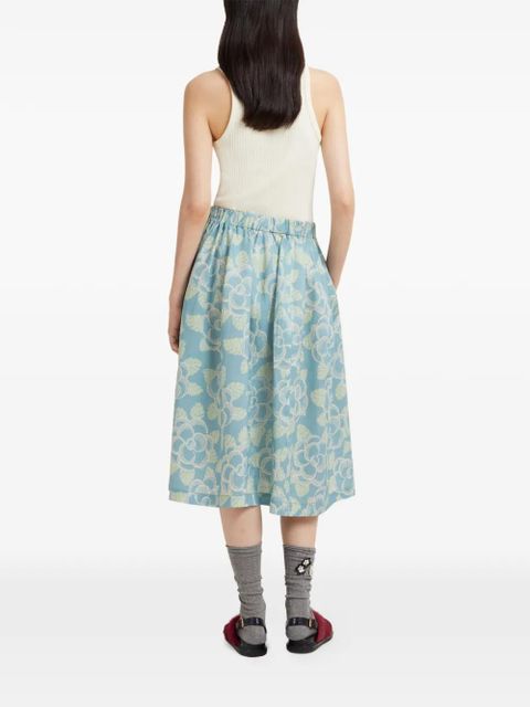 Marni floral-print midi skirt - Blue