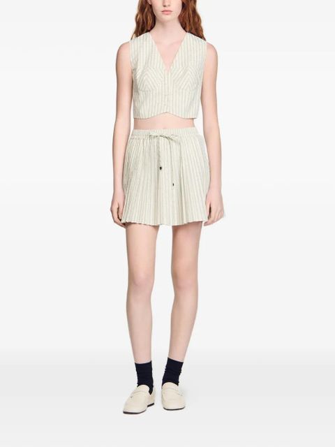 SANDRO striped rhinestone A-line mini skirt - Neutrals