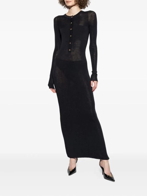 Versace lace-insert button-front midi dress - Black