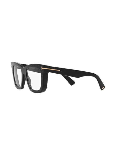 TOM FORD Eyewear logo-plaque square-frame glasses - Black