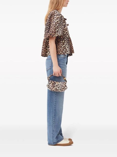 GANNI Bou leopard-print mini bag - Brown