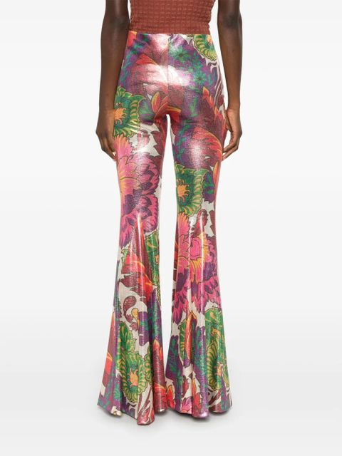 ETRO floral-print laminated trousers - Pink