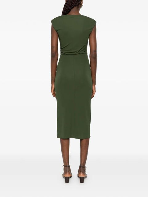 Max Mara Taureo draped ruffled midi dress - Green