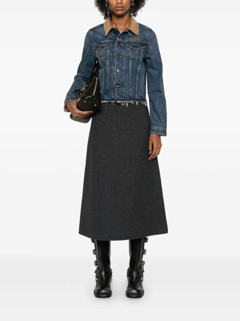 Miu Miu corduroy-collar denim jacket - Blue