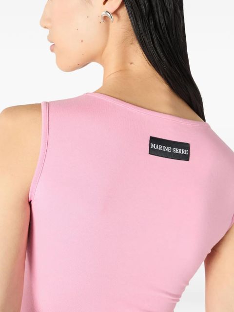 Marine Serre pearl logo asymmetrical midi dress - Pink