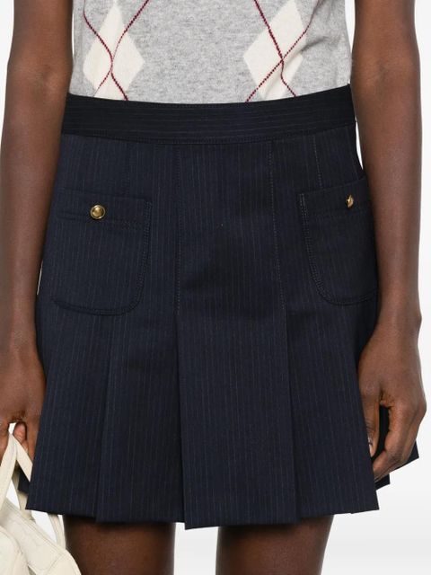 SANDRO pinstripe pleated mini skirt - Blue