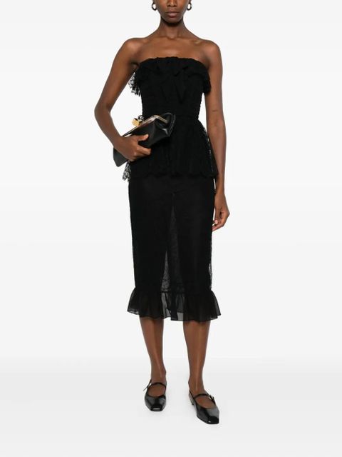 Alessandra Rich bow-lace ruffled dress - Black