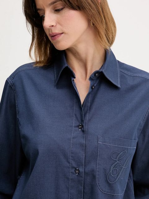 Emporio Armani koszula damska kolor granatowy regular z kołnierzykiem klasycznym EW000739 AF12432 - zdjęcie produktu nr 2