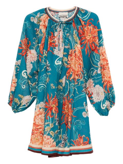 ALEMAIS Fletcher floral-print mini dress - Blue