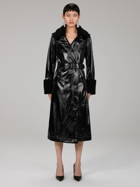 SELF PORTRAIT - Czarny lakierowany płaszcz