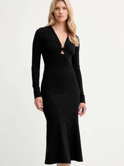 Twinset sukienka kolor czarny midi rozkloszowana 252TP3140 - zdjęcie produktu nr 2