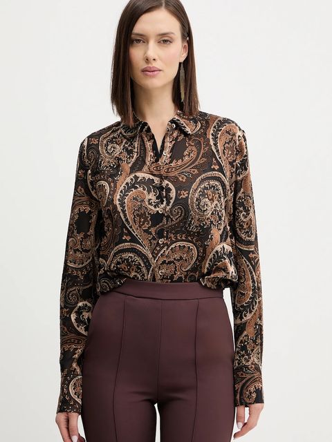 Guess koszula CLARISSE damska kolor brązowy regular z kołnierzykiem klasycznym W5BH78 W2770 - zdjęcie produktu nr 1