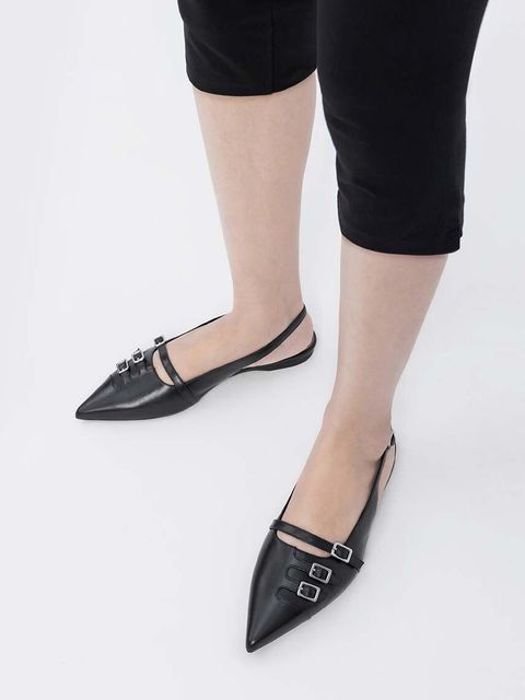 Vagabond Shoemakers baleriny skórzane HERMINE kolor czarny z odkrytą piętą 5533.101.20