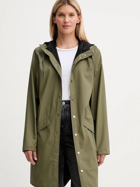 Rains kurtka 12020 Long Jacket kolor zielony przejściowa 12020