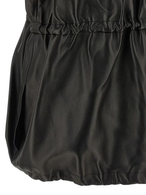 Magda Butrym ruffled high-neck leather jacket - Black