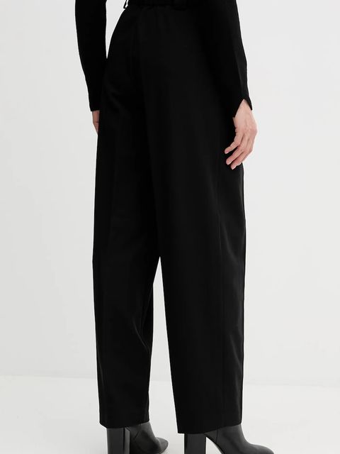 Sisley spodnie damskie kolor czarny proste high waist 4KVXLF07C