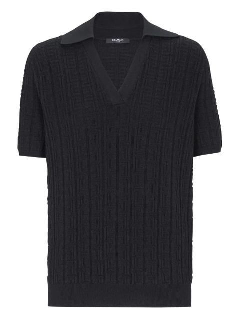 Balmain monogram-jacquard knitted top - Black - zdjęcie produktu nr 1