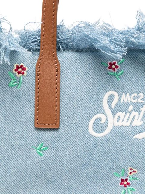MC2 Saint Barth medium City floral-embroidered tote bag - Blue