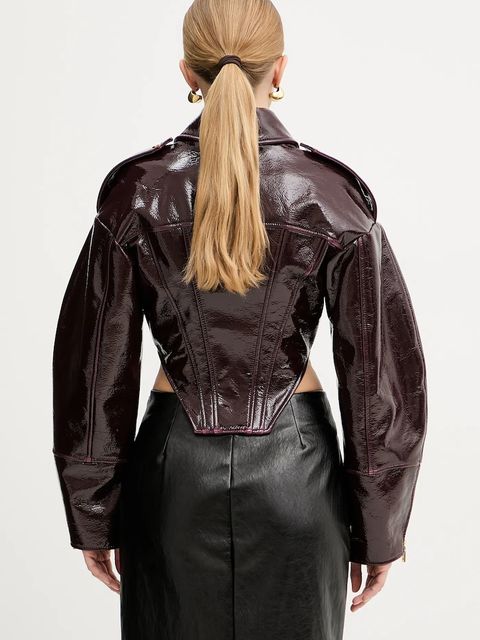 Elisabetta Franchi kurtka kolor bordowy przejściowa GB00458E2