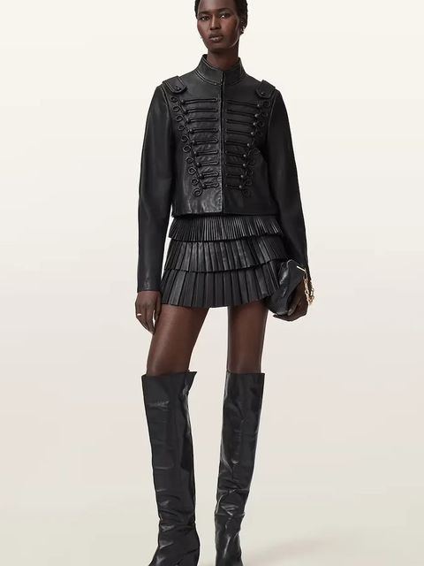 AllSaints kurtka skórzana kolor czarny przejściowa W075LD - zdjęcie produktu nr 2