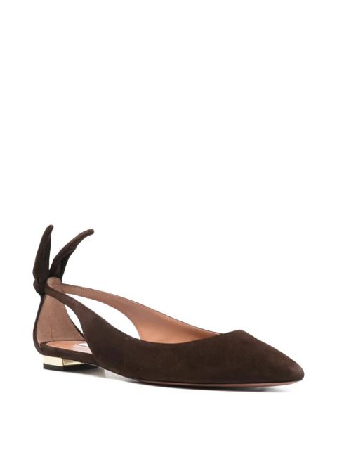 Aquazzura bow slingback ballet flats - Brown