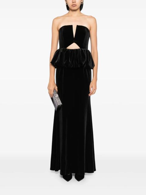 Self-Portrait Velvet Peplum maxi dress - Black