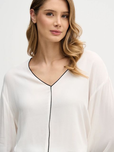 Sisley bluzka damska kolor beżowy gładka 5IDTLQ09H