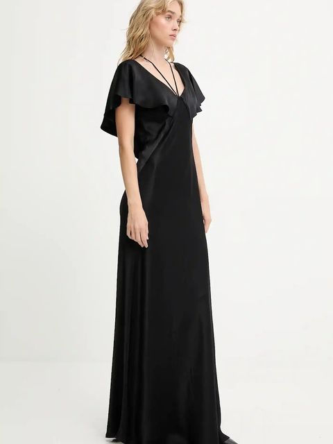 Answear.LAB sukienka kolor czarny maxi rozkloszowana