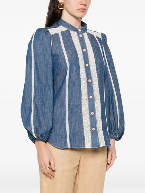 ZIMMERMANN lace-detail button-up shirt - Blue