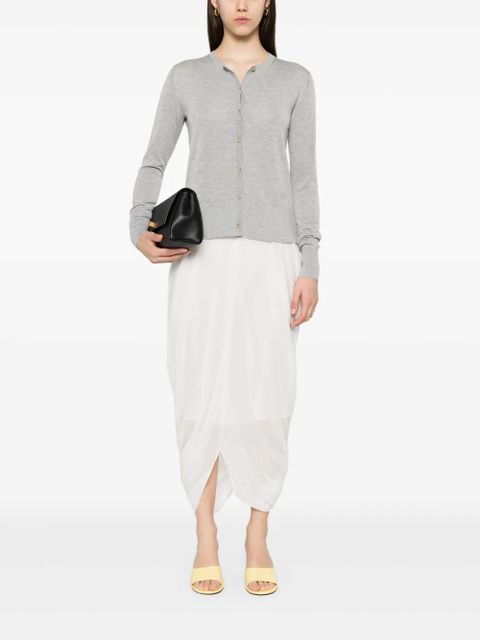 TOTEME fine-knit cardigan - GREY MELANGE 074