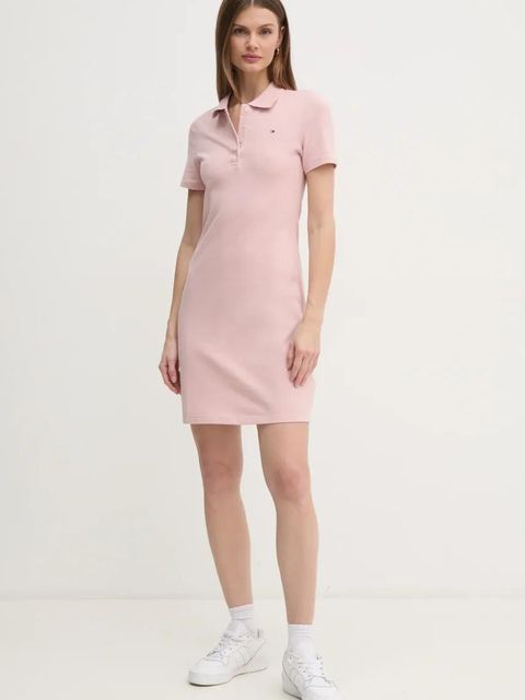Tommy Hilfiger sukienka kolor różowy mini dopasowana WW0WW43228