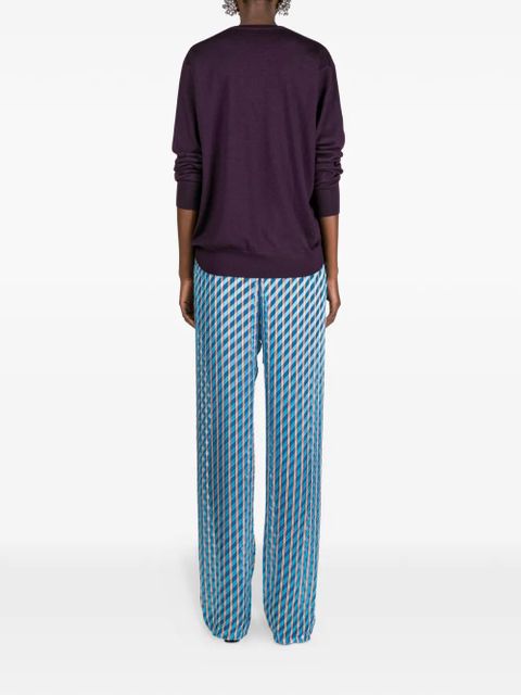 DRIES VAN NOTEN devoré elasticated trousers - Blue