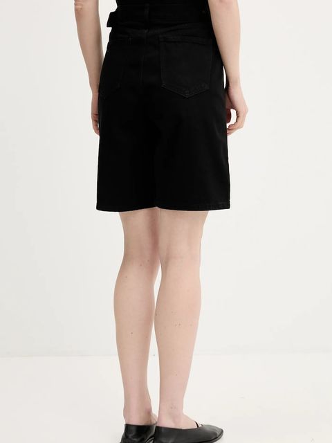 Answear.LAB szorty jeansowe damskie kolor czarny gładkie high waist