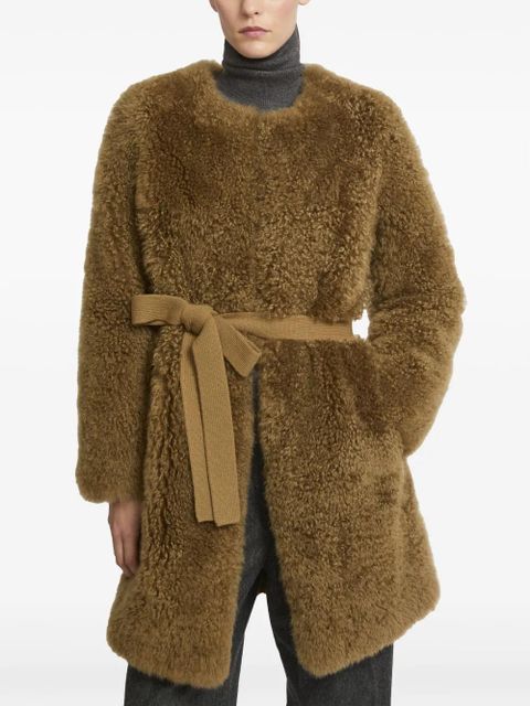 Yves Salomon belted coat - Brown