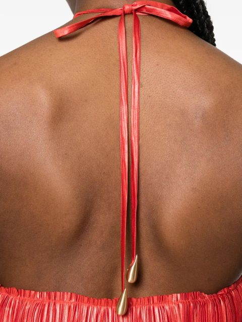 Cult Gaia tiered plissé-effect dress